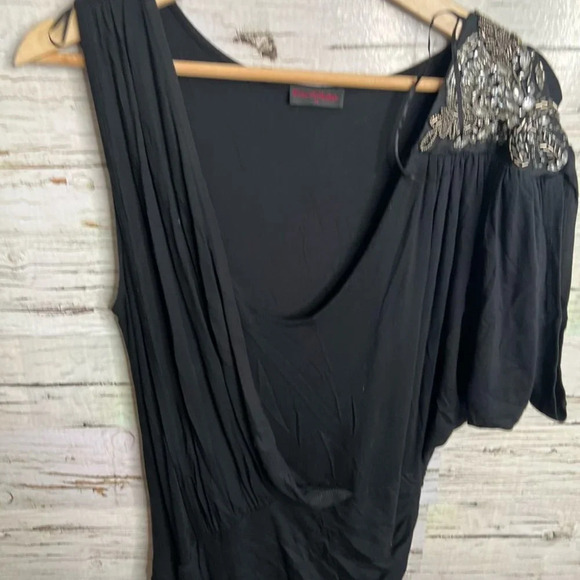 Miss selfridge dress black sparkly size medium  ruffle - Picture 3 of 9